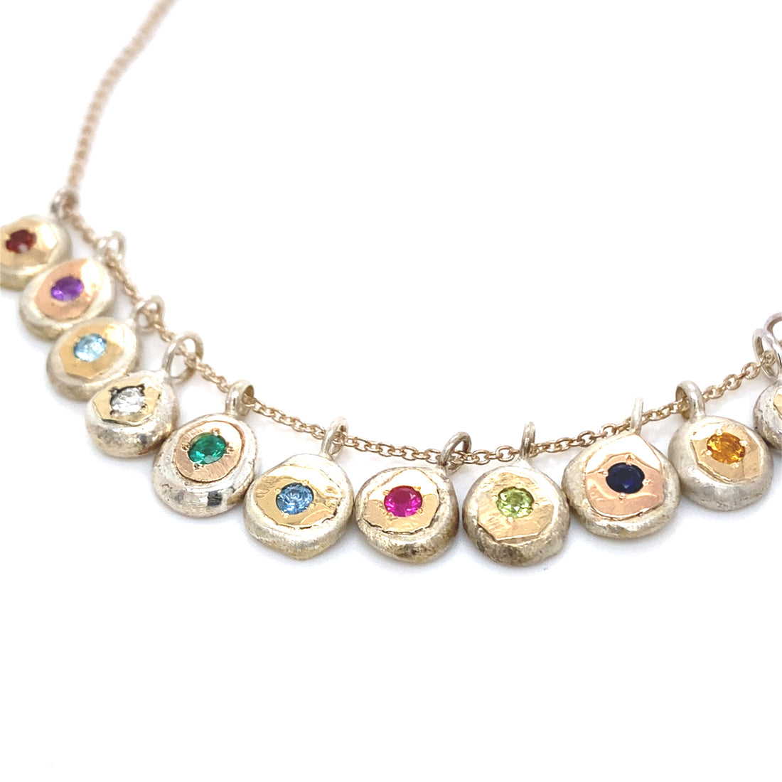 Birthstone Pebble Charm - Two Tone
