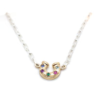 Horseshoe Birthstone Necklace - Two Tone