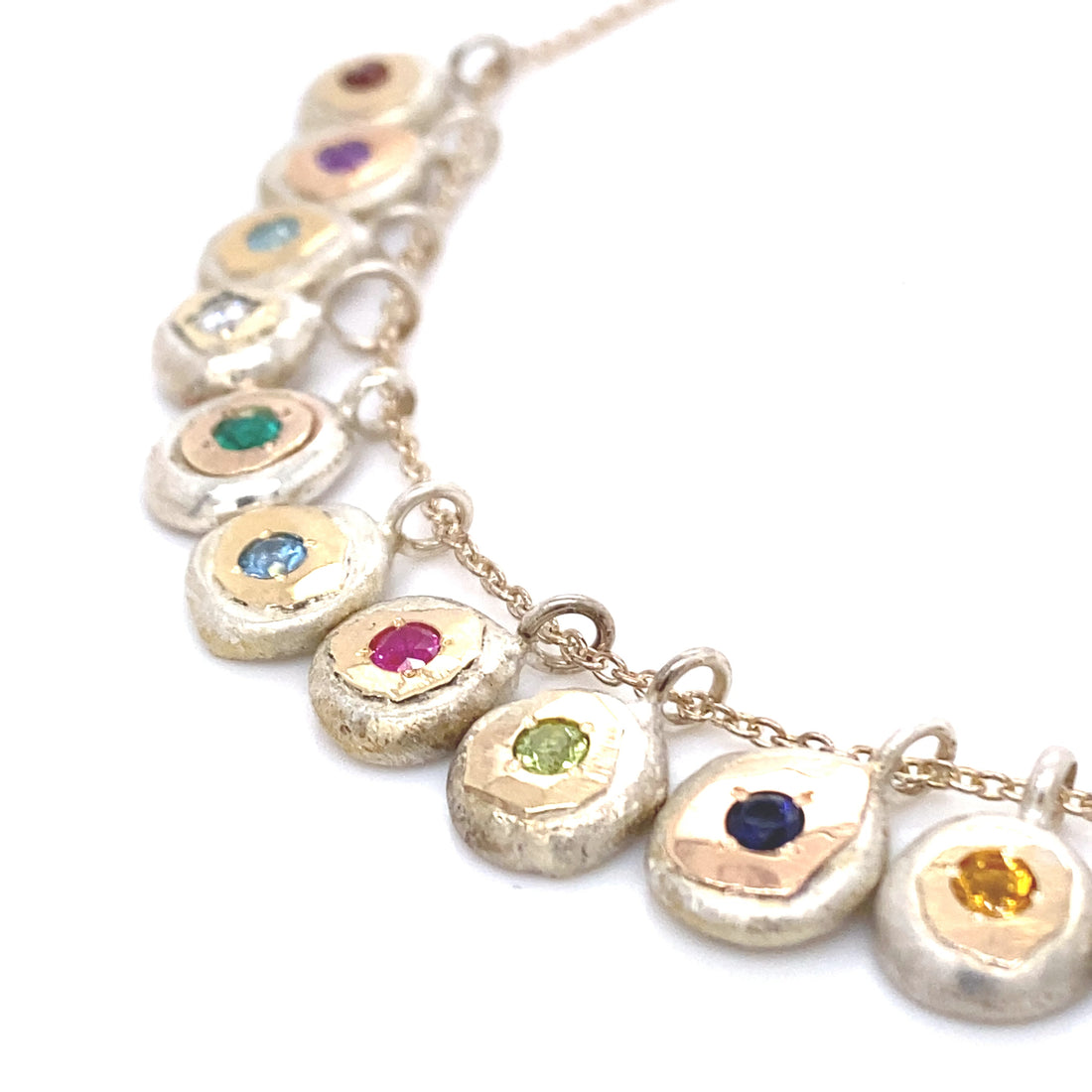 Birthstone Pebble Charm - Two Tone