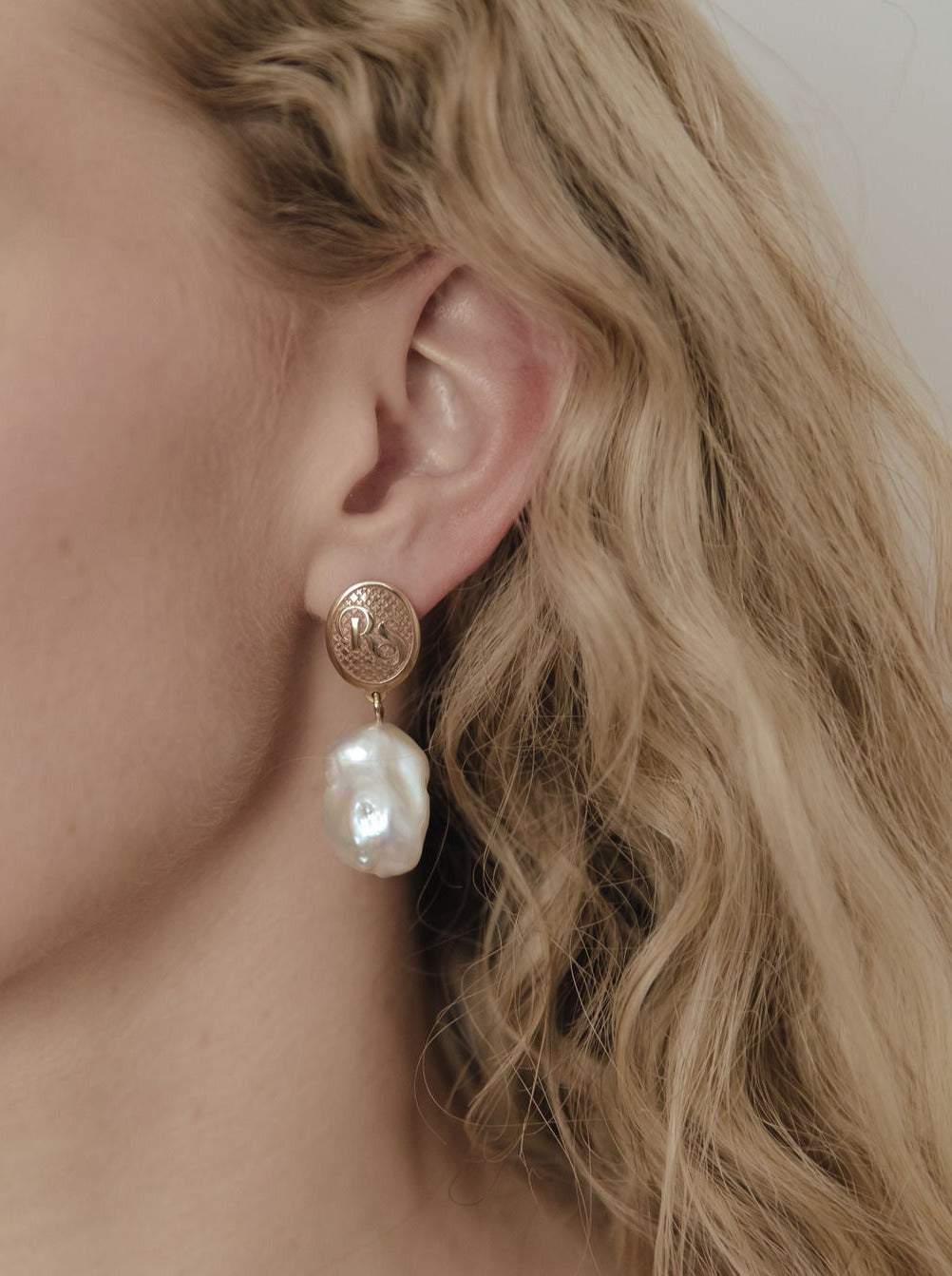 Monogram Baroque Pearl Statement Earrings