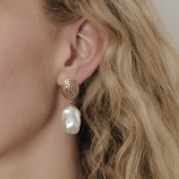 Monogram Baroque Pearl Statement Earrings