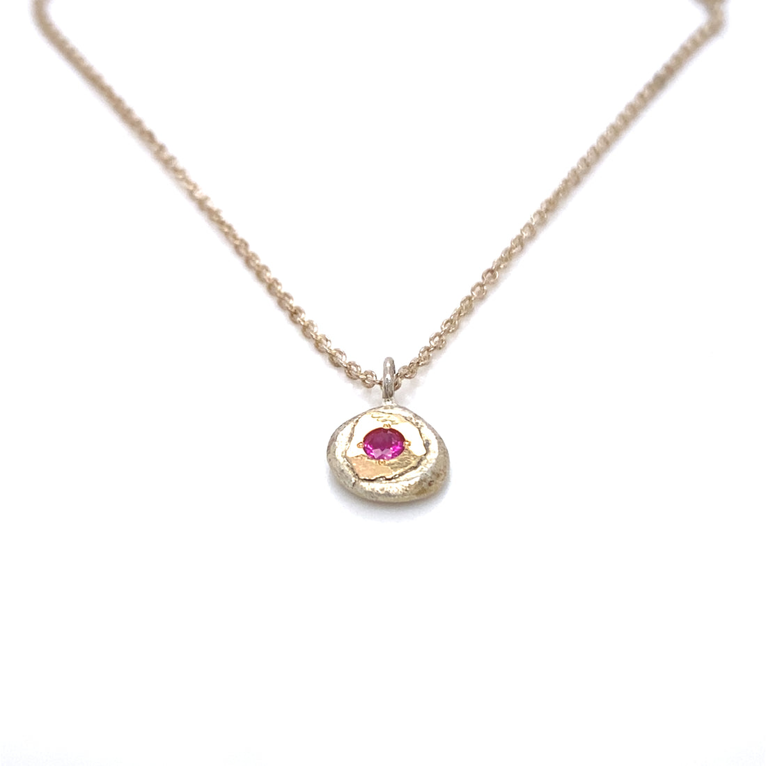 Birthstone Pebble Charm - Two Tone