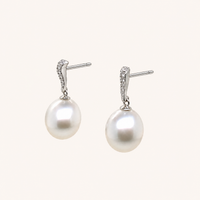 South Sea Pearl Drop Earrings - White Gold