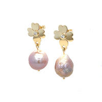 Heart Clover Baroque Pearl Earrings