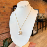 Pave South Sea Pearl Pendant - Yellow Gold