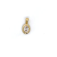 Yellow Gold CZ Oval Charm