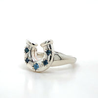 Horseshoe Birthstone Ring - Silver