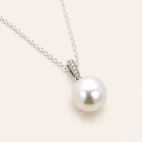 Pave South Sea Pearl Pendant - White Gold