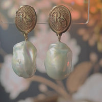 Monogram Baroque Pearl Statement Earrings