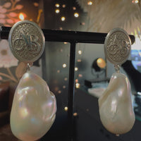 Monogram Baroque Pearl Statement Earrings