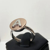 Little Sister Ring - Silver Initial / Gold Top