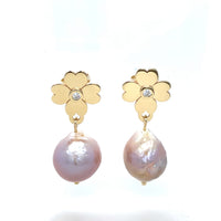 Heart Clover Baroque Pearl Earrings