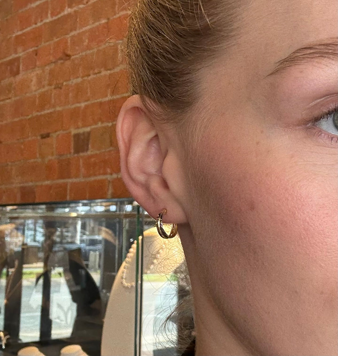 Laine Textured Mini Hoop Earring - Two Tone