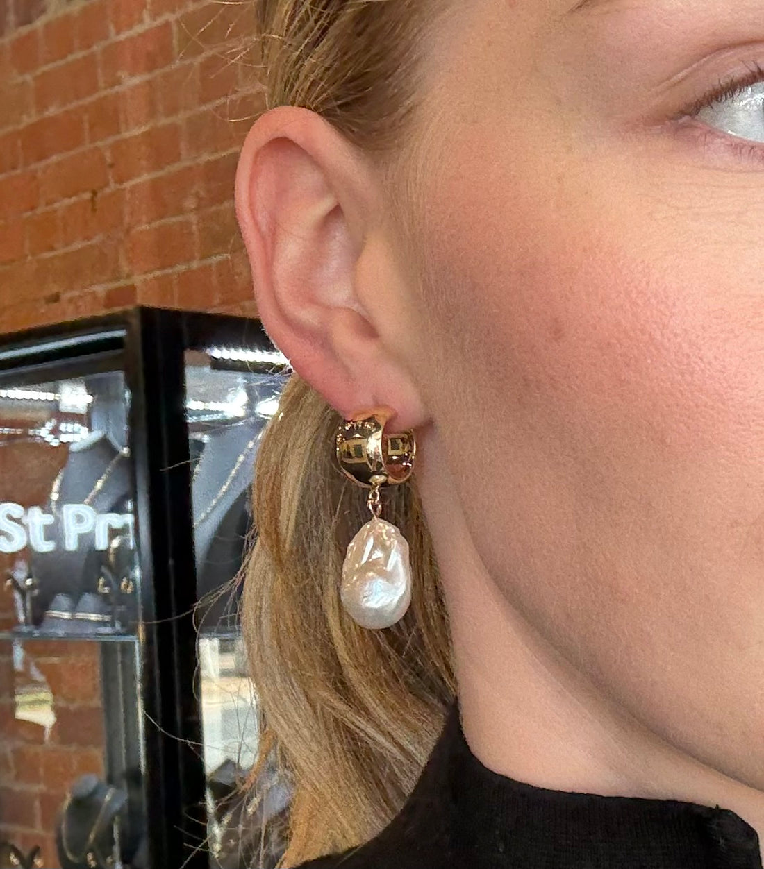 Baroque Pearl Hoops - 9ct Gold