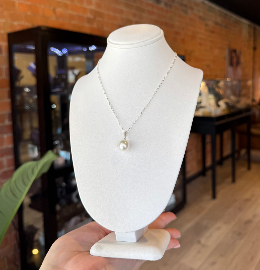 Pave South Sea Pearl Pendant - White Gold