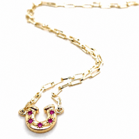 Horseshoe Birthstone Necklace - 9ct Gold