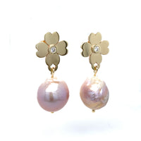 Heart Clover Baroque Pearl Earrings