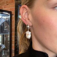 Baroque Pearl Hoops - Sterling Silver