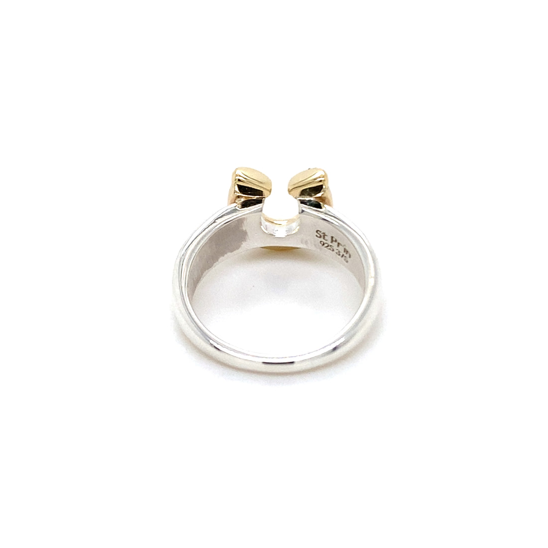 Horseshoe Birthstone Ring - Two Tone