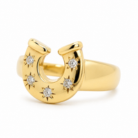 Horseshoe Birthstone Ring - 9ct Gold