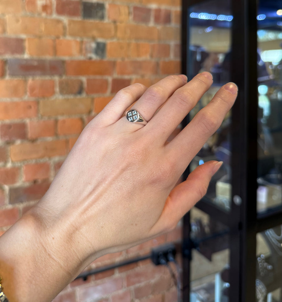 Checkerboard Ring - Aquamarine