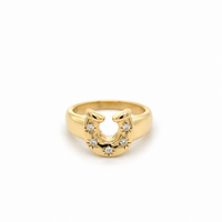 Horseshoe Birthstone Ring - 9ct Gold