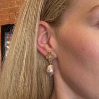Heart Clover Baroque Pearl Earrings