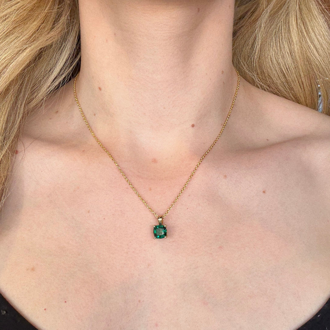 Emerald Cushion Cut Pendant