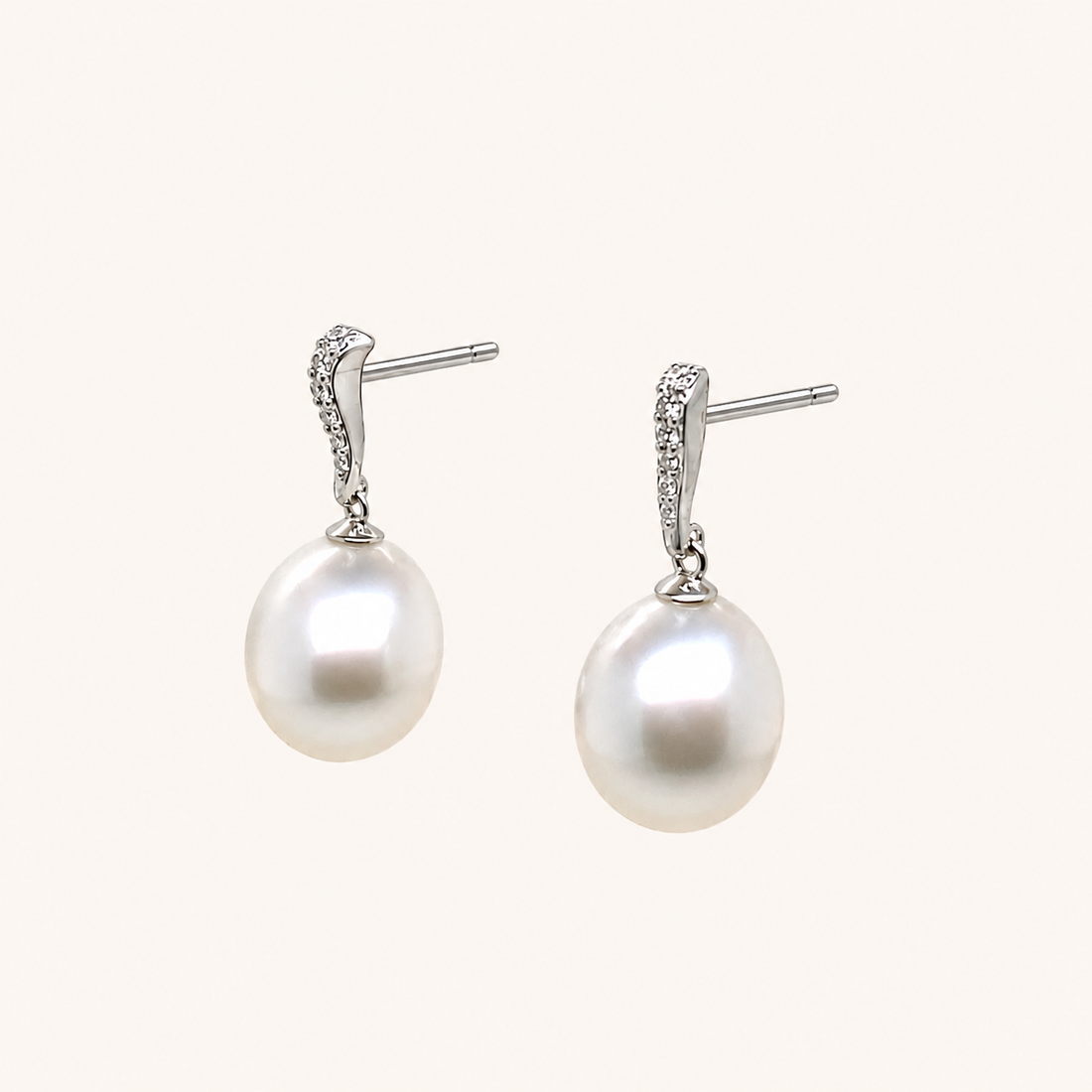 South Sea Pearl Drop Earrings - White Gold