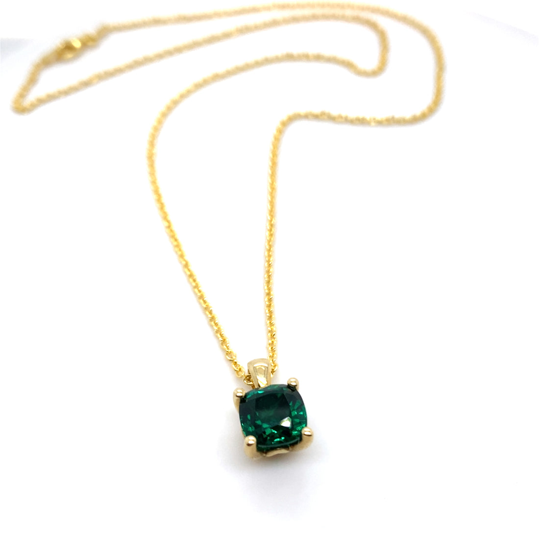Emerald Cushion Cut Pendant