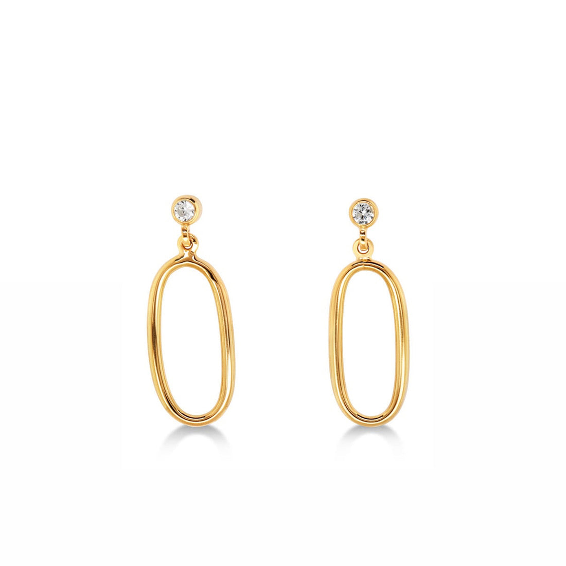 Tirza Oval Drop Earrings - Yellow Gold