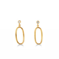 Tirza Oval Drop Earrings - Yellow Gold