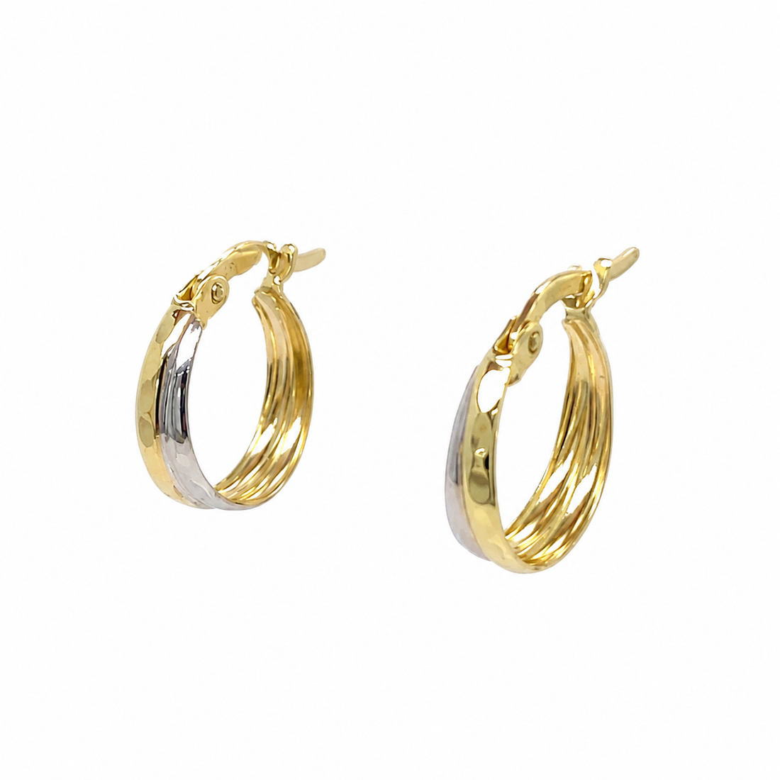 Laine Textured Mini Hoop Earring - Two Tone