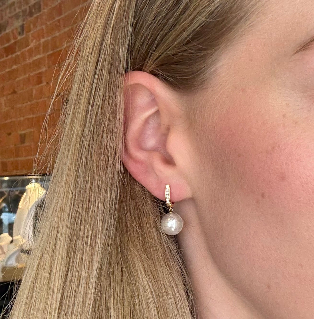 South Sea Pearl Drop Earrings - Yellow Gold