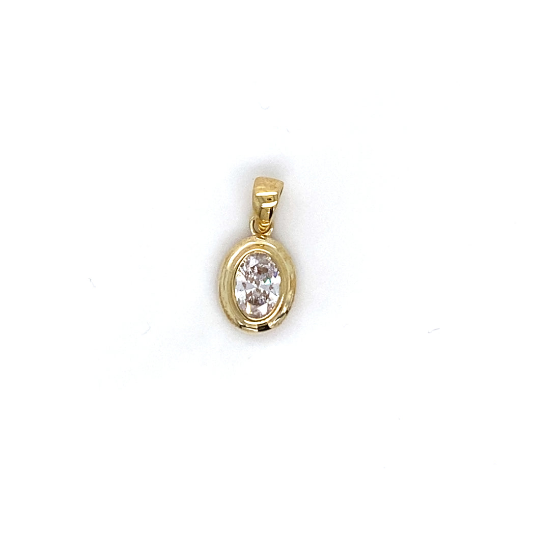 Yellow Gold CZ Oval Charm