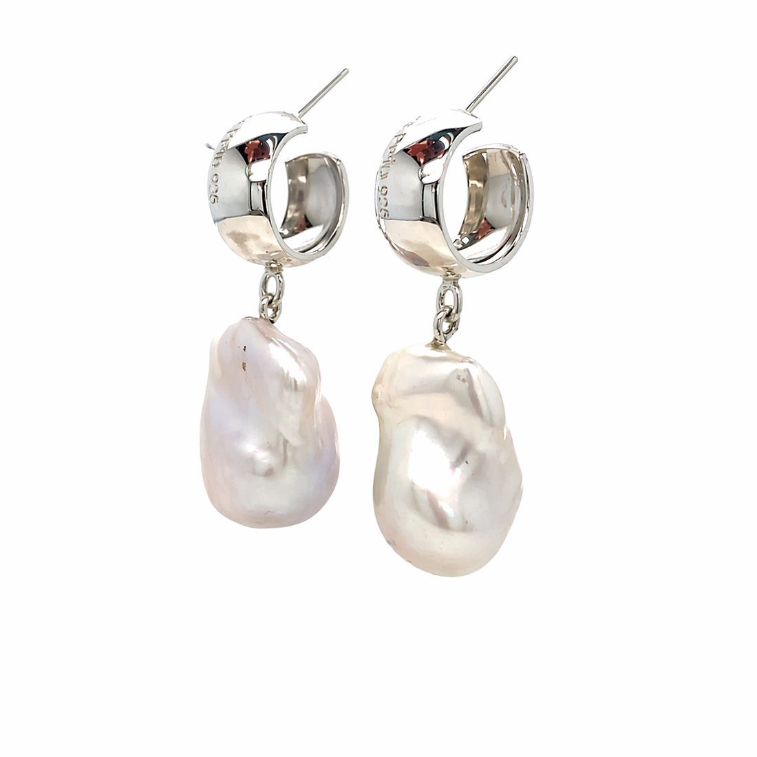 Baroque Pearl Hoops - Sterling Silver