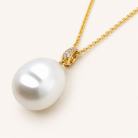 Pave South Sea Pearl Pendant - Yellow Gold