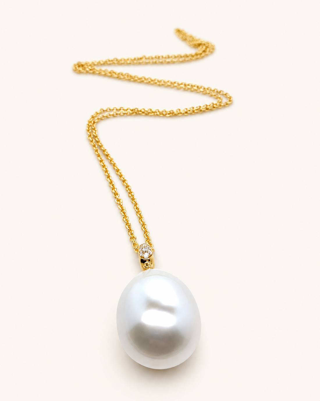 Pave South Sea Pearl Pendant - Yellow Gold
