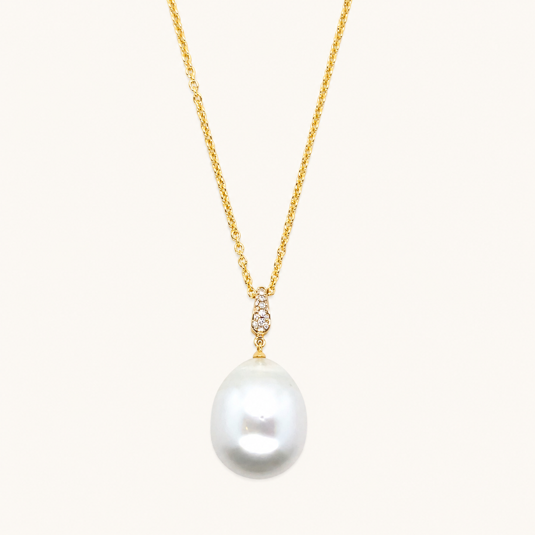 Pave South Sea Pearl Pendant - Yellow Gold