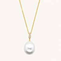 Pave South Sea Pearl Pendant - Yellow Gold