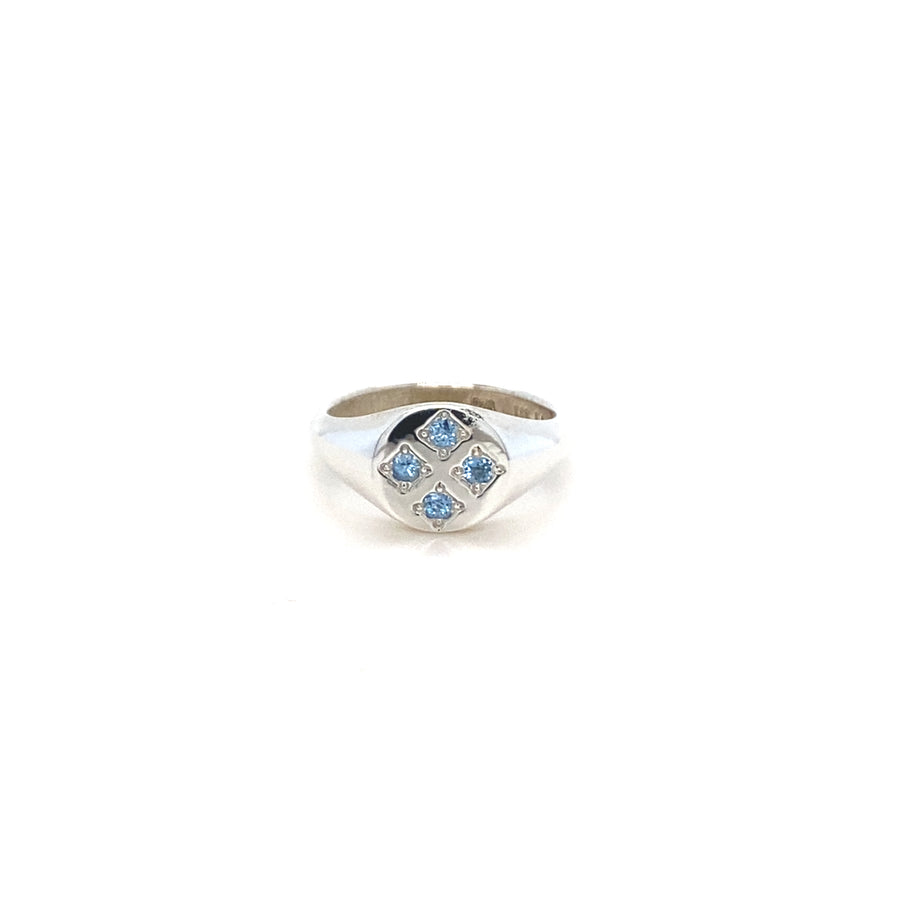 Checkerboard Ring - Aquamarine