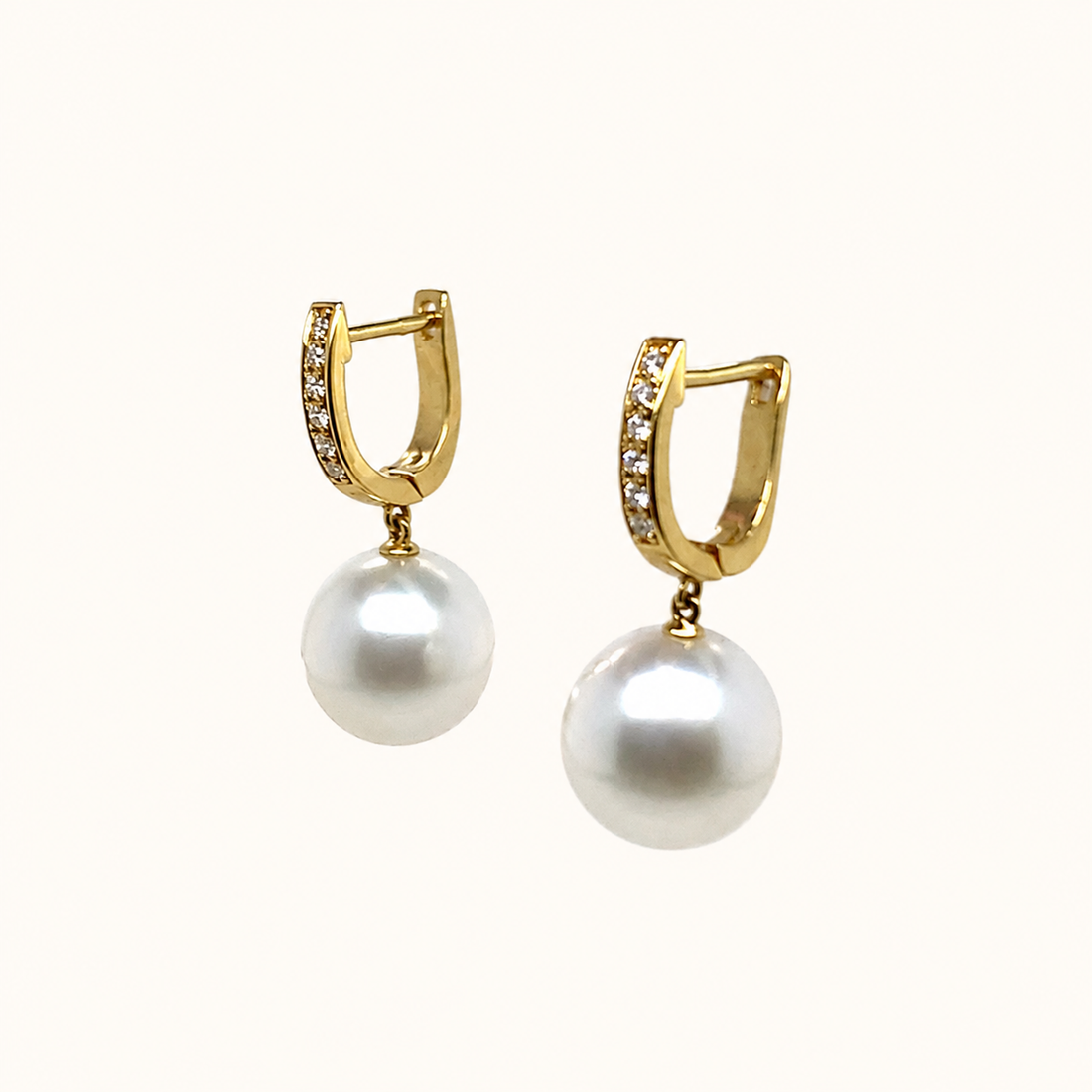 South Sea Pearl Drop Earrings - Yellow Gold