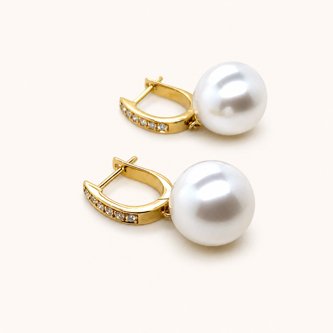 South Sea Pearl Drop Earrings - Yellow Gold