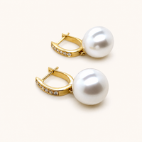 South Sea Pearl Drop Earrings - Yellow Gold