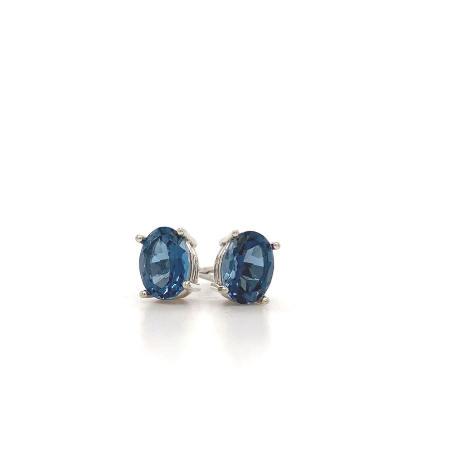 Oval London Blue Studs