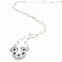 Horseshoe Birthstone Necklace - Silver