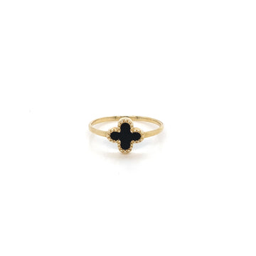 Onyx Clover Ring