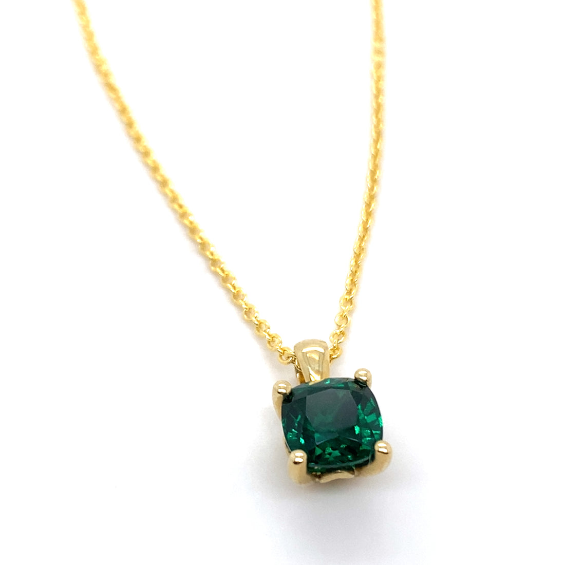 Emerald Cushion Cut Pendant