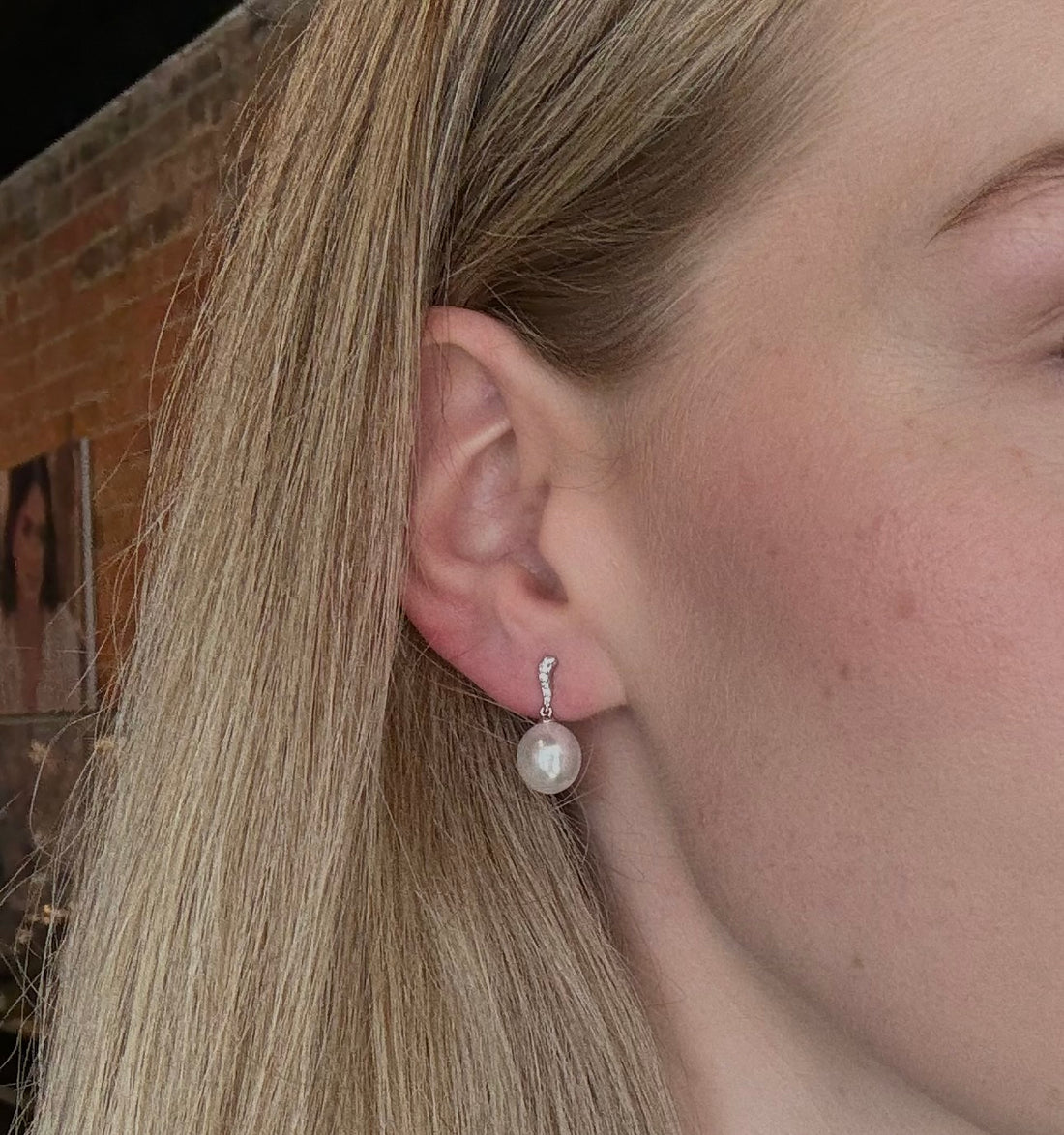 South Sea Pearl Drop Earrings - White Gold