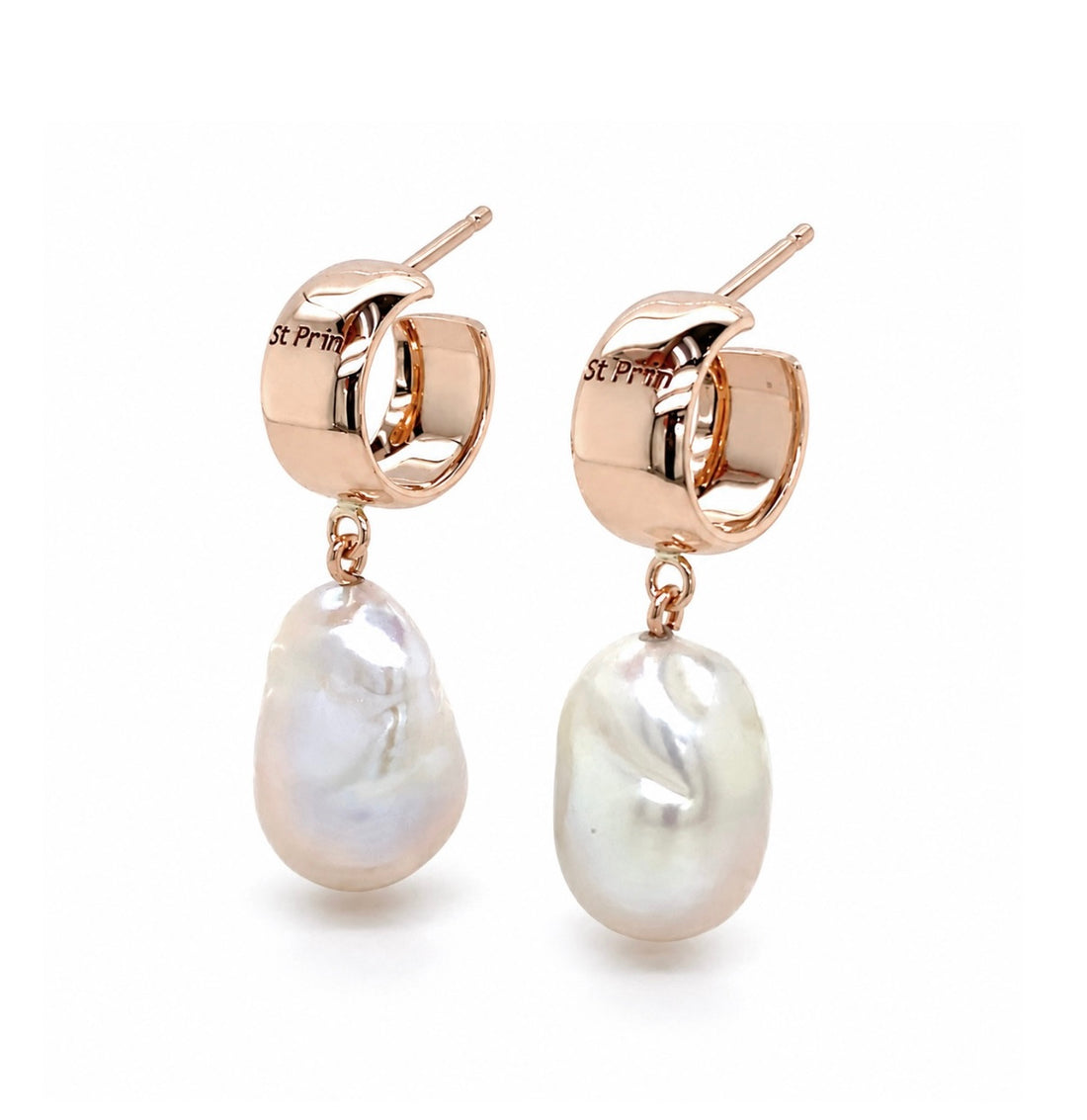 Baroque Pearl Hoops - 9ct Gold